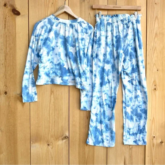 C&C California Blue White Tie Dye Pajamas Sz Medium - Picture 4 of 4